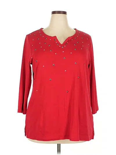 Pre-owned Rafaella 3/4 Sleeve Blouse In Red