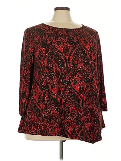 Pre-owned Rafaella 3/4 Sleeve Blouse In Red
