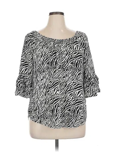 Pre-owned Rafaella 3/4 Sleeve Blouse In Silver