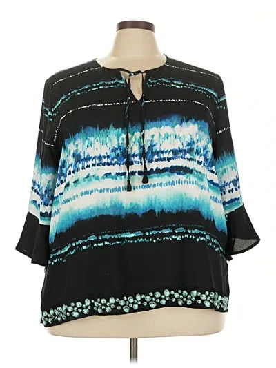 Pre-owned Rafaella 3/4 Sleeve Blouse In Teal