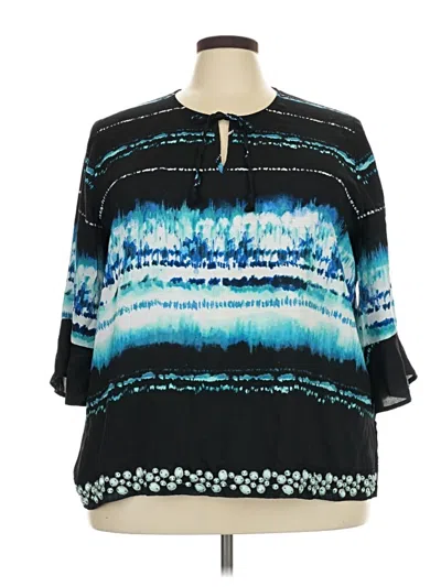 Pre-owned Rafaella 3/4 Sleeve Blouse In Teal