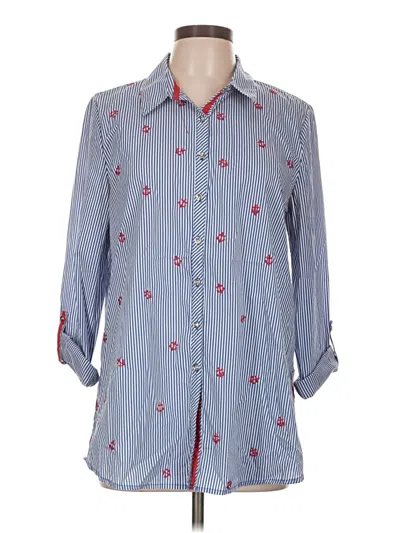 Pre-owned Rafaella 3/4 Sleeve Button Down Shirt In Blue