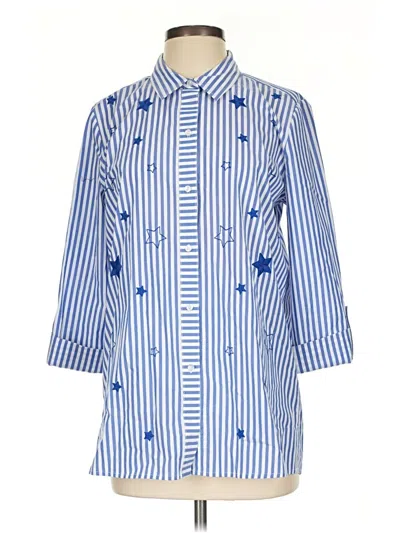 Pre-owned Rafaella 3/4 Sleeve Button Down Shirt In Blue