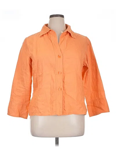 Pre-owned Rafaella 3/4 Sleeve Button Down Shirt In Orange