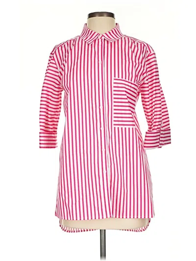 Pre-owned Rafaella 3/4 Sleeve Button Down Shirt In Pink