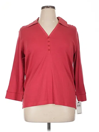 Pre-owned Rafaella 3/4 Sleeve Button Down Shirt In Red