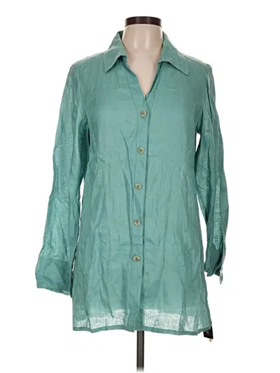 Rafaella 3/4 Sleeve Button Down Shirt In Green