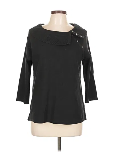 Pre-owned Rafaella 3/4 Sleeve Top Black Boatneck Tops