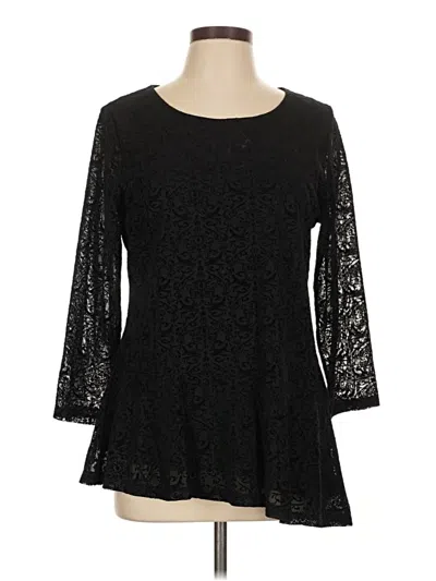 Pre-owned Rafaella 3/4 Sleeve Top Black Boatneck Tops