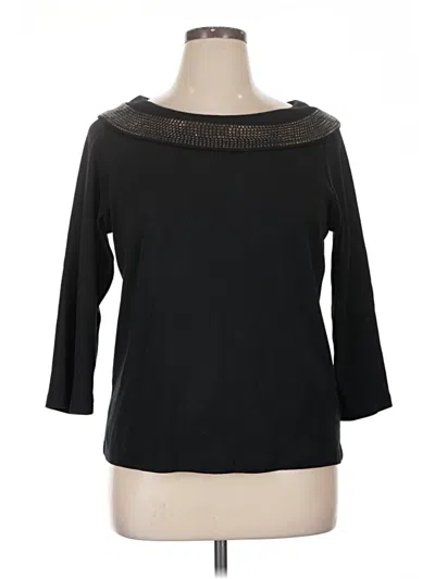 Pre-owned Rafaella 3/4 Sleeve Top Black Boatneck Tops