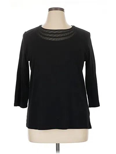 Pre-owned Rafaella 3/4 Sleeve Top Black Boatneck Tops