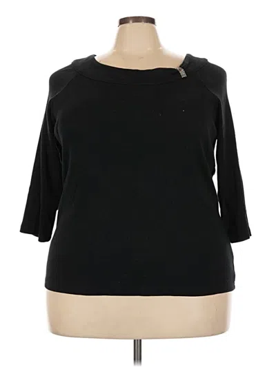 Pre-owned Rafaella 3/4 Sleeve Top Black Boatneck Tops