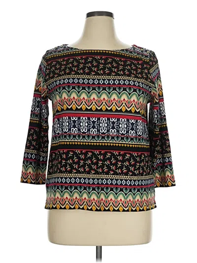 Rafaella 3/4 Sleeve Top Black Boatneck Tops In Multi