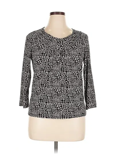 Pre-owned Rafaella 3/4 Sleeve Top Black Keyhole Neckline Tops