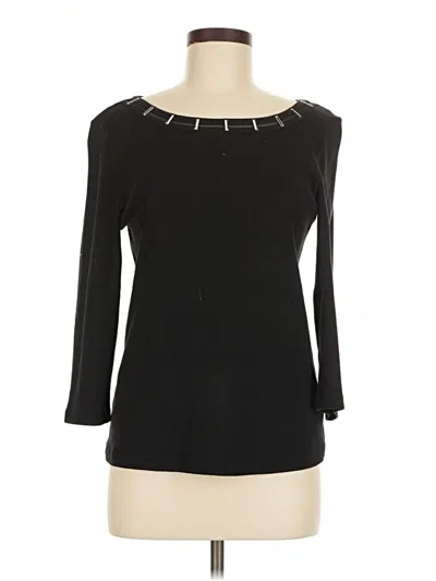 Pre-owned Rafaella 3/4 Sleeve Top Black Keyhole Neckline Tops