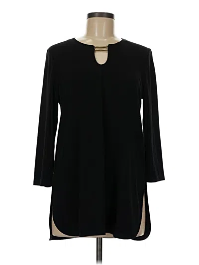 Pre-owned Rafaella 3/4 Sleeve Top Black Keyhole Neckline Tops