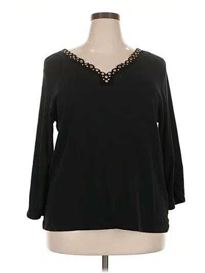 Pre-owned Rafaella 3/4 Sleeve Top Black V-neck Tops