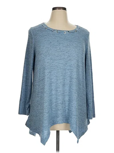 Pre-owned Rafaella 3/4 Sleeve Top Blue Boatneck Tops