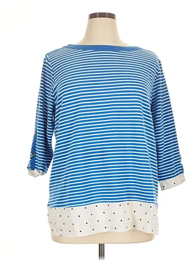 Pre-owned Rafaella 3/4 Sleeve Top Blue Boatneck Tops
