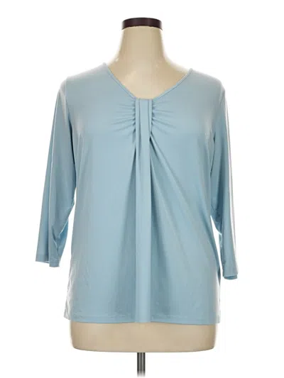 Pre-owned Rafaella 3/4 Sleeve Top Blue Keyhole Neckline Tops