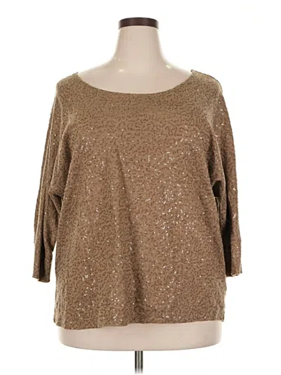 Pre-owned Rafaella 3/4 Sleeve Top Brown Boatneck Tops