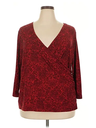 Pre-owned Rafaella 3/4 Sleeve Top Burgundy V-neck Tops