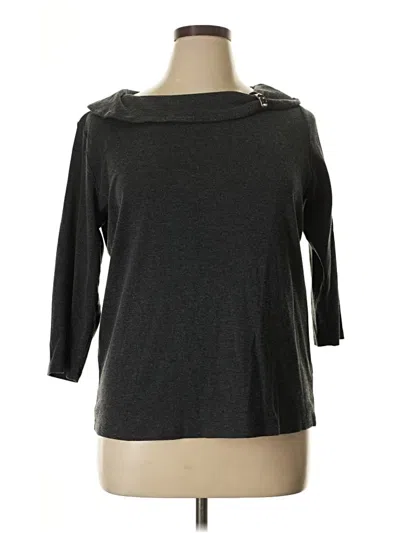 Pre-owned Rafaella 3/4 Sleeve Top Gray Boatneck Tops