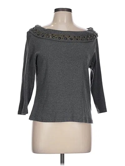 Pre-owned Rafaella 3/4 Sleeve Top Gray Boatneck Tops