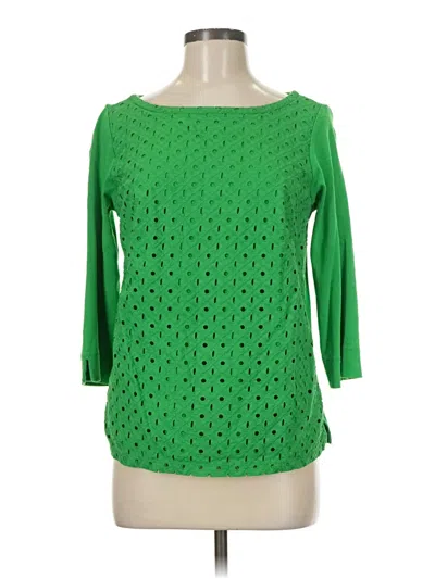 Pre-owned Rafaella 3/4 Sleeve Top Green Boatneck Tops