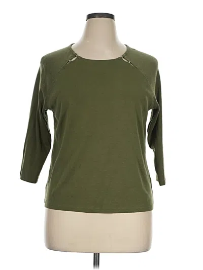 Pre-owned Rafaella 3/4 Sleeve Top Green Crew Neck Tops
