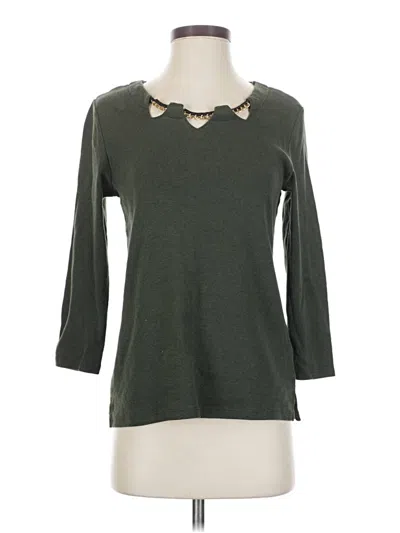 Pre-owned Rafaella 3/4 Sleeve Top Green Keyhole Neckline Tops