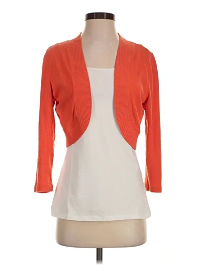Pre-owned Rafaella 3/4 Sleeve Top Orange Plunge Neckline Tops