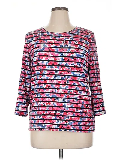 Pre-owned Rafaella 3/4 Sleeve Top Pink Boatneck Tops