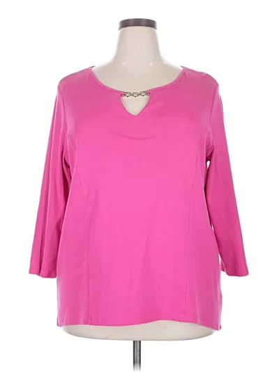 Pre-owned Rafaella 3/4 Sleeve Top Pink Keyhole Neckline Tops