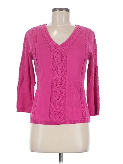 Pre-owned Rafaella 3/4 Sleeve Top Pink V-neck Tops