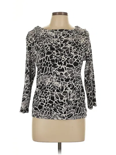 Pre-owned Rafaella 3/4 Sleeve Top Silver Cold Shoulder Neckline Tops