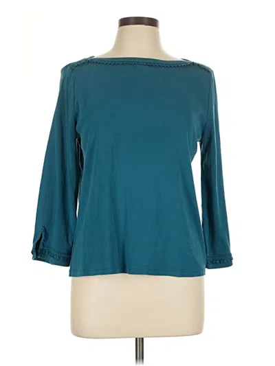 Pre-owned Rafaella 3/4 Sleeve Top Teal Boatneck Tops In Blue
