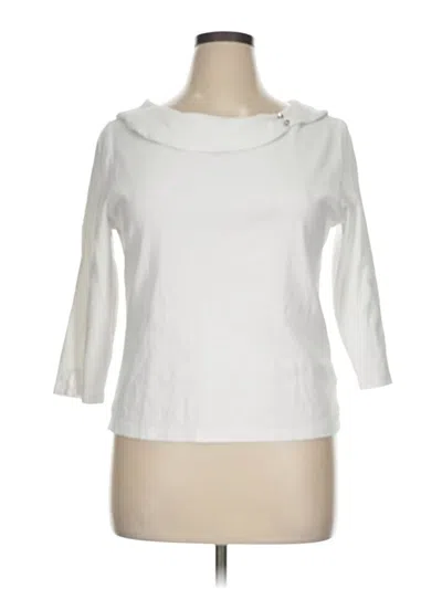 Pre-owned Rafaella 3/4 Sleeve Top White Cowl Neck Tops