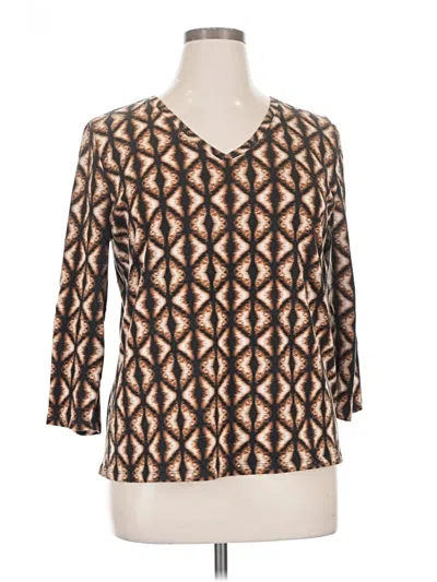 Pre-owned Rafaella 3/4 Sleeve T-shirt In Brown