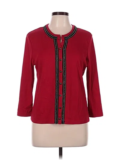 Pre-owned Rafaella Cardigan Sweater In Red