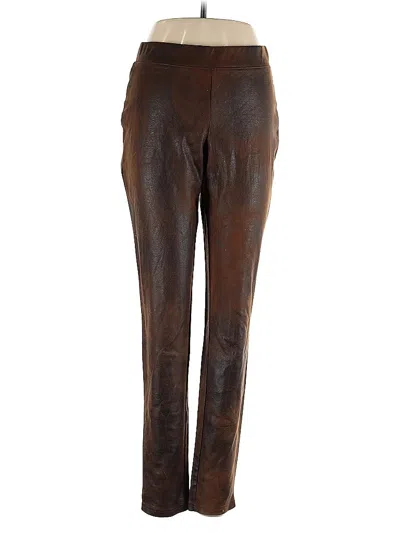 Pre-owned Rafaella Faux Leather Pants In Brown