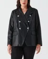 Rafaella Leather Double Breasted Blazer In Black