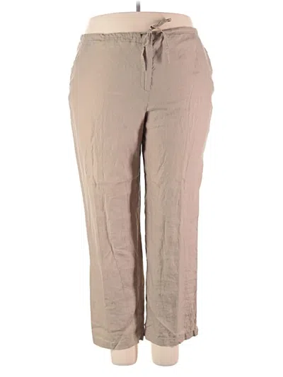 Pre-owned Rafaella Linen Pants In Tan