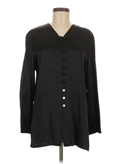 Pre-owned Rafaella Long Sleeve Blouse In Black