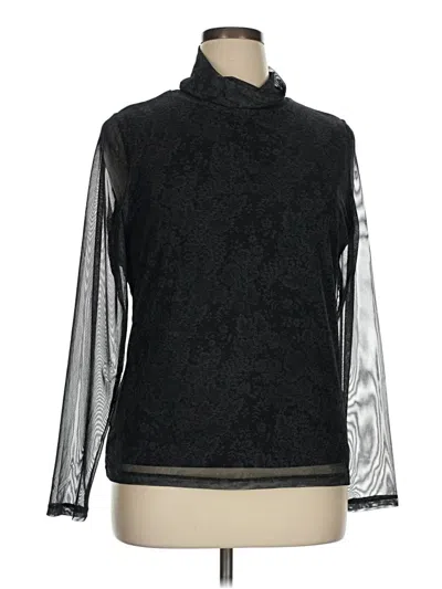 Pre-owned Rafaella Long Sleeve Blouse In Black