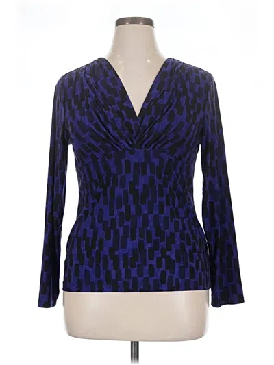 Pre-owned Rafaella Long Sleeve Blouse In Blue