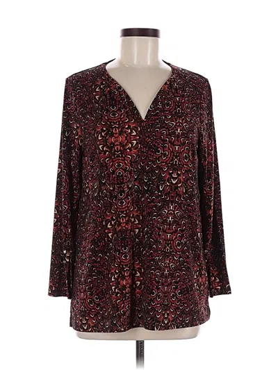 Pre-owned Rafaella Long Sleeve Blouse In Burgundy