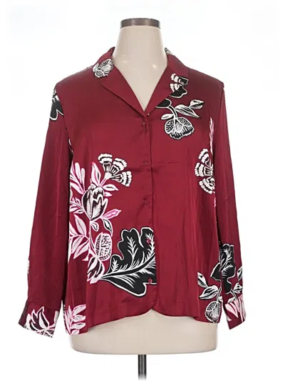 Pre-owned Rafaella Long Sleeve Blouse In Burgundy