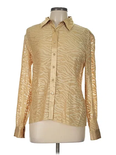 Pre-owned Rafaella Long Sleeve Blouse In Gold