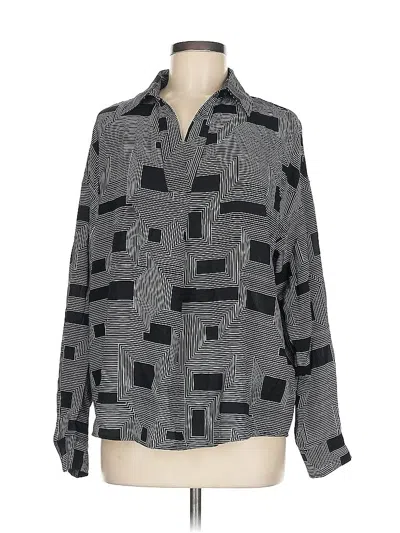 Pre-owned Rafaella Long Sleeve Blouse In Gray
